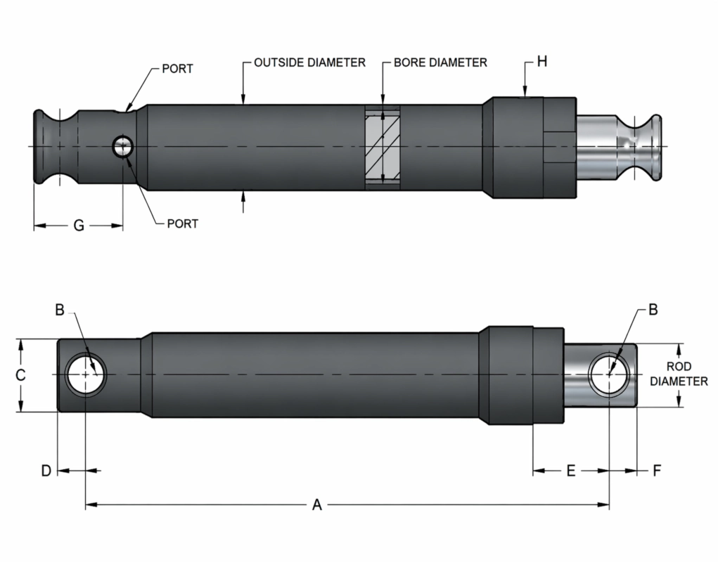 Snow Plow Hydraulic Cylinders dimension