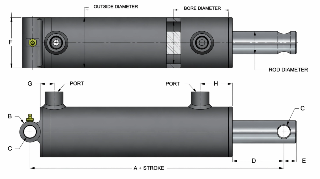 Kaynaklı Delikli Tip Silindirler WP-3000PSI boyutlarında