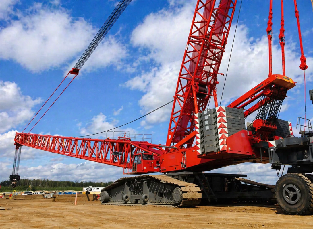Crawler crane utilizing heavy-duty lift cylinders in industrial operation